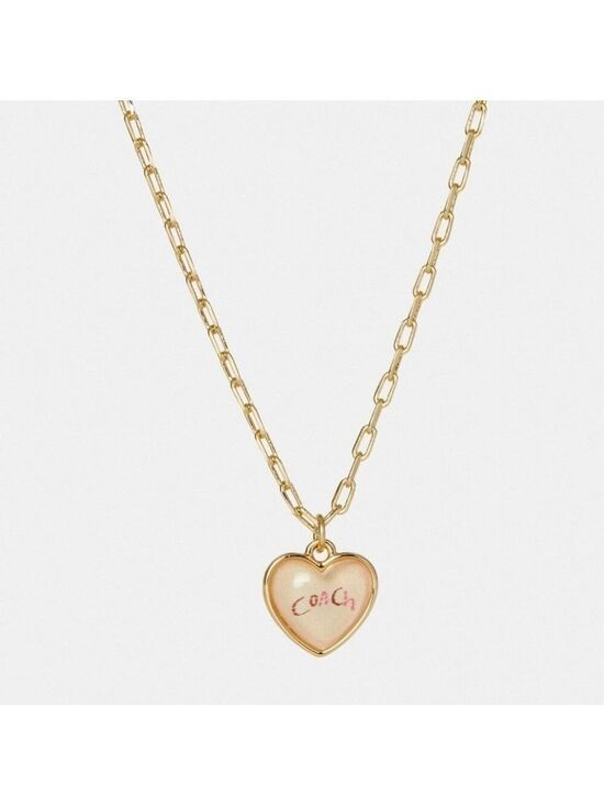 Coach Jewelry - COACH SIGNATURE HEART CHAIN NECKLACE IN GOLD AND PINK NEW!